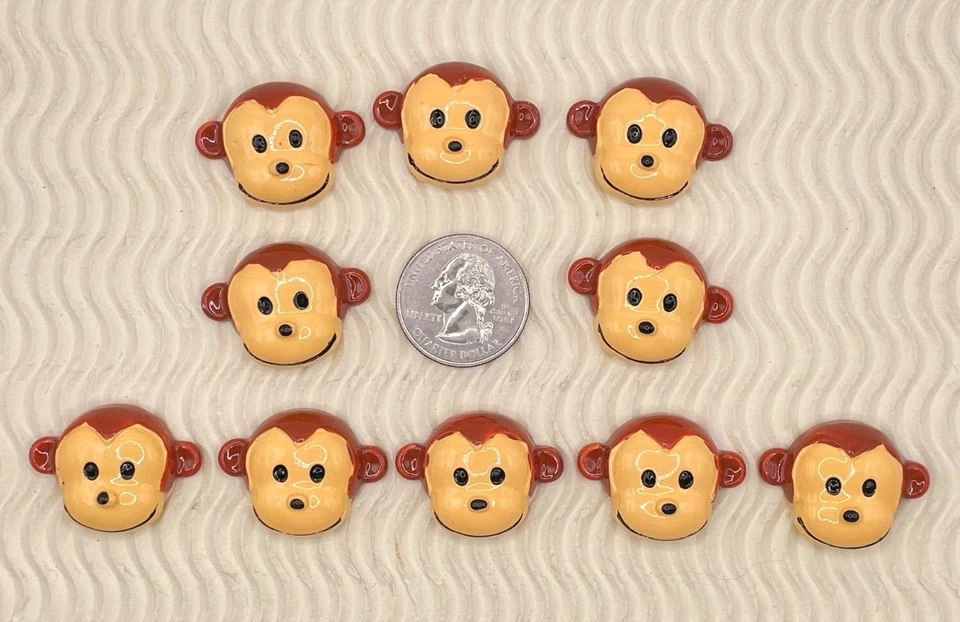 10 piezas Cabujones pintados a mano 1 1/4" Curious George resina mono espalda plana SB333 Foto 1 de 1