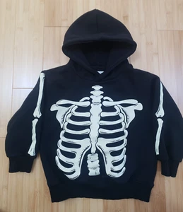 Zara Kids Skeleton Hoodie Sweatshirt Black Unisex Kids Boys/Girls Size 6 - Picture 1 of 5