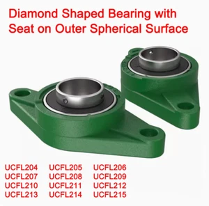 1pcs Diamond Shaped Bearing with Seat on Outer Spherical Surface UCFL204~UCFL215 - Picture 1 of 8