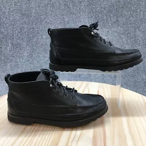 Rockport Boots Womens 9.5 W Casual Moc Toe Ankle Bootie Black Leather Lace Up - Picture 1 of 16