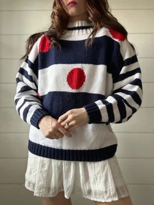 Suéter Geométrico De Colección Años 80 DEFECTUOSO Funky Tejido Declaración LEER Foto 1 de 4