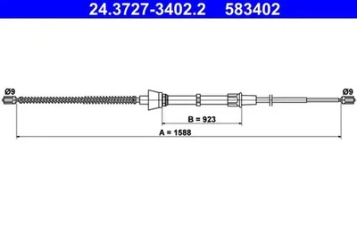 Cable del freno de mano 24.3727-3402.2 ATE para SEAT VW SKODA - Imagen 1 de 4