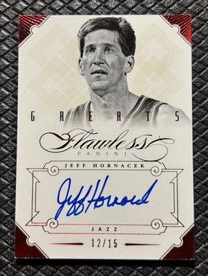 JEFF HORNACEK 2012-13 Panini Flawless Greats Ruby Auto SSP /15 Utah Jazz Legend - Image 1 of 2