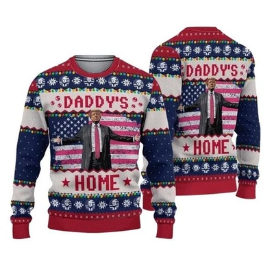 2025 Trump Daddy’s Home Ugly Christmas Sweater - Image 1 of 4