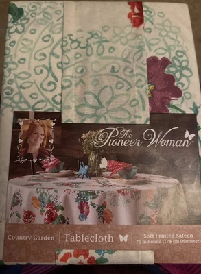 The Pioneer Woman NEW Country Garden Round 70” Tablecloth Sateen Farmhouse - Image 1 of 4