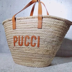 Emilio Pucci Basket Bag Raffia Tote Bag Large Capacity Pre-Owned From Japan - Picture 1 of 11