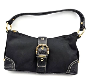 Chaps  Black Bag Vinyl Handbag Y2K With Faux Leather Accents - Picture 1 of 10