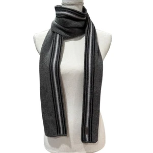 Smartwool Striped Scarf Gray Black White Wool Blend Winter Warm Accessory - Picture 1 of 5