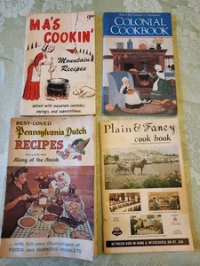 4 Old Cookbooks-Ma's cookin'-colonial-plain & fancy-Pennsylvania Dutch & Amish - Picture 1 of 6