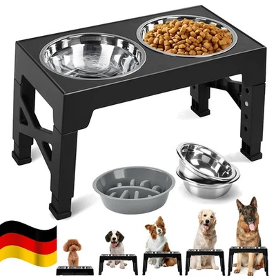 Hundenapf erhöht [höhenverstellbar] 2-in-1FutternapfSet mit Wassernapf&Fressnapf - Bild 1 von 4