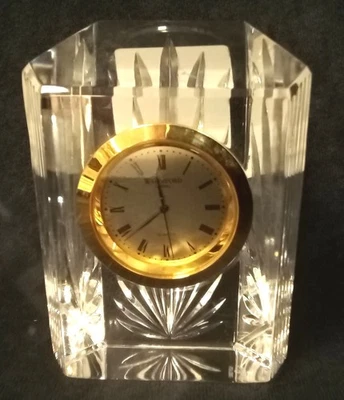 Waterford Crystal Mantle Desk Clock Quartz H10cm W3.5cm L7cm - Image 1 of 4