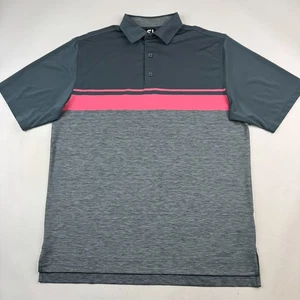FootJoy FJ Mens Large Gray Pink Polyester Spandex Blend Performance Golf Polo - Picture 1 of 10