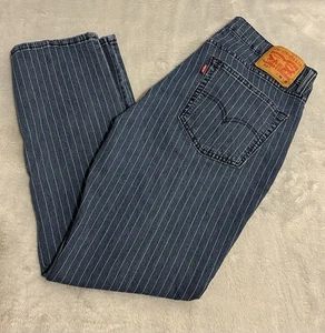 Levis 511 Jeans Mens 36x29 Blue White Pinstripe Slim Fit Hickory Stripe Denim - Picture 1 of 10
