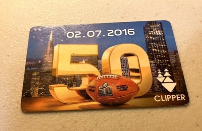 Tarjeta Clipper de Tránsito del Área de la Bahía - Super Bowl 50 NFL Área de la Bahía de San Francisco - USADA Foto 1 de 4