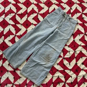 Vintage 1970s Youth Wide Leg Denim Jeans As Is Worn Flaws Holes - Picture 1 of 13