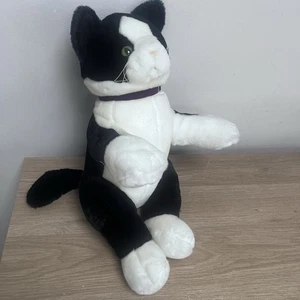 Bear Factory (Build A Bear) gato blanco y negro felpa cuello púrpura campana gatito - Imagen 1 de 10