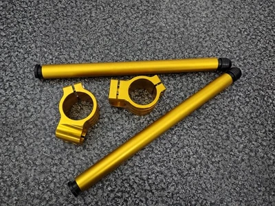 Motorcycle Clip-ons 7/8 " 22mm Handlebars 41mm Dia Forks Gold Cafe Racer Etc - Image 1 of 2