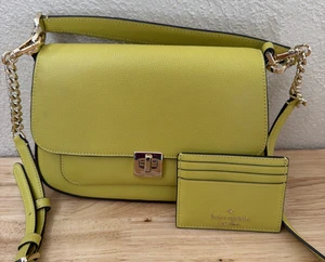 KATE SPADE Bolso de Mano CONJUNTO Phoebe Solapa Bandolera Portatarjetas REBANADA DE LIMA COMO NUEVO - Imagen 1 de 13