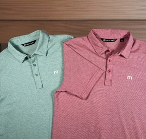 Lot Of 2 Travis Mathew Polo Shirts Men’s M Pima Cotton Blend Stretch Wicking EUC - Picture 1 of 14