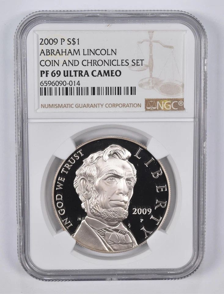 PF69 2009-P Abraham Lincoln Coin Chronicles Silver Dollar NGC Brown Lbl *1395 - Image 1 of 4