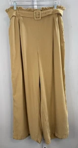 American Eagle Linen Blend Paperbag Pants XL Tan Wide Leg Belted - Picture 1 of 9