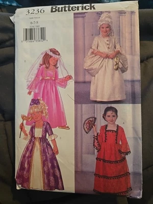 Butterick 3236 Costume Pattern Girls Spanish Renaissance Princess Sizes 6 7 8 FF - Image 1 of 2