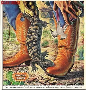 1982 Advert NOCONA Texas Western Boots 'Biting Iguana' Small Print Ad 720/122 - Picture 1 of 1