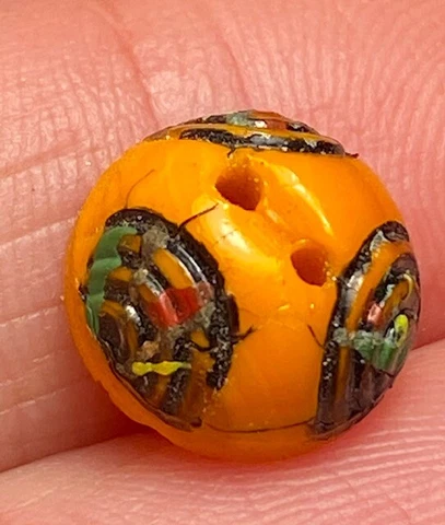 Small very old unusual orange colorful dome vintage antique button #1631 Cover