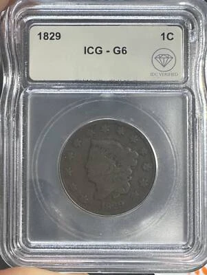 1829 Large Cents Coronet Head ICG G-6 IDC Verified - Image 1 of 2