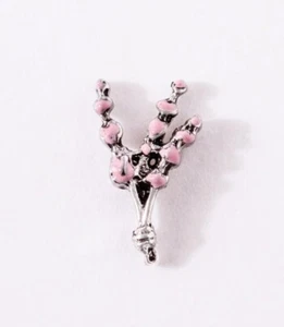 SPRING 2024 Origami Owl PINK LARKSPUR Floating Enamel FLOWER Charm - Picture 1 of 2