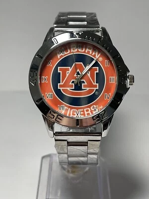 Reloj plateado de acero inoxidable con logotipo del equipo Auburn Tigers NCAA para hombre NUEVO Foto 1 de 4