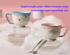 Korea Starbucks 2021 my LOVE, Cupid couple pink Blue mug spoonfork SET EMS Fedex