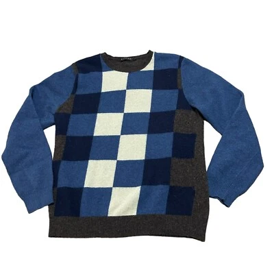 Suéter de Lana Sisley Para Mujer Grande (Leer) Marrón Azul Cuadros Cuello Redondo Jersey Foto 1 de 4