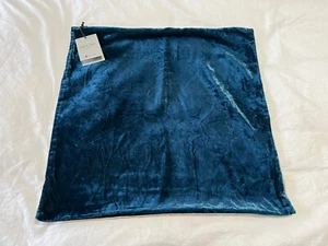 New WEST ELM Velvet Pillow Cover Blue~ Linen~ 19”x19” - Picture 1 of 8