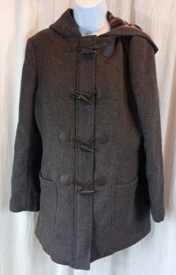 Abrigo para mujer Brooks Brothers 346 talla 8 gris mezcla de lana bolsillos con capucha Foto 1 de 4