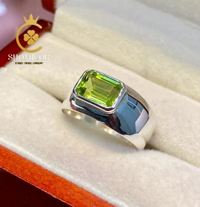 Green Peridot Ring-925 Sterling Silver, Beautiful Handcrafted August Birthstone - Picture 1 of 5