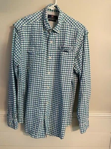 Camisa Vineyard Vines Azul Plaid Harbor Manga Larga Ventilada Abotonada Para Hombres Mediana - Imagen 1 de 11