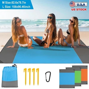 Beach Picnic Mat Pocket Blanket Rug Sand Proof Waterproof Travel Camping Hiking - Picture 1 of 18