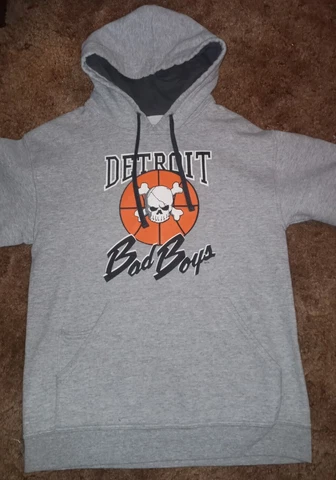 Detroit Bad Boys Authentic Wear Pistons Hoodie Sweatshirt size Mens Small Gray Cover