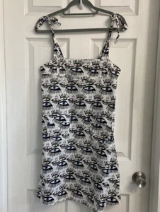Teeberry & Weave ModCloth Sleeveless Sheath Dress Size Small Eye Print Summery - Picture 1 of 8