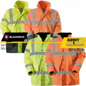 Blackrock Hi Vis Long Coat Fleece Quilt Lining High Hiz Visibility Warm Jacket - Picture 1 of 5