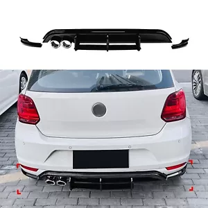 1Set Rear Bumper Diffuser Lip For Volkswagen VW Polo MK5 6R 2009-14 Gloss Black - Imagen 1 de 16