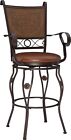 Big and Tall Copper Stamped Back Barstool with Arms Bar Stool, Bronze