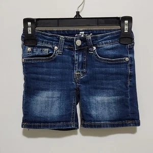 7 For All Mankind Girls Size 7 Blue Stretch Denim Jean Shorts - Picture 1 of 5
