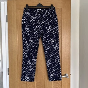 BODEN WOMEN’S TROUSERS SIZE 12R NAVY WITH PINK SPOTS - Picture 1 of 19