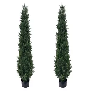 2pcs 3-6ft Topiary Cedar Pine Artificial Tree Home Decor UV Indoor Outdoor - Picture 1 of 16