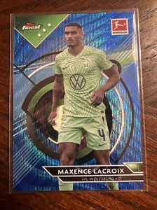 2022-23 Topps Finest Bundesliga #147 Maxence Lacroix Blue Wave Refractor #/150 - Picture 1 of 3