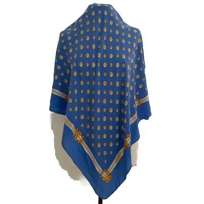 Bufanda de seda cuadrada azul lunares sin marca 33/34 pulgadas #a21 Foto 1 de 2