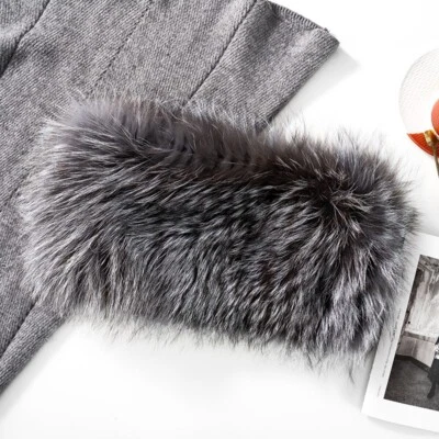 Mujer Piel de mapache real + Bufanda de piel de zorro real Chal Capa Fiesta Invierno Cálido Envoltura Foto 1 de 4