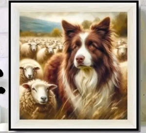 5D-Diamantgemälde zum Selbermachen runder Border Schäferhund Dekor Kunsthandwerk - Bild 1 von 4